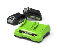Greenworks POWERALL 24V Kit de Démarrage Batteries 2x2Ah + Double Chargeur