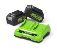 Greenworks POWERALL 24V Kit de Démarrage Batteries 2x4Ah + Double Chargeur
