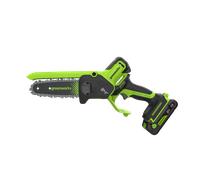 Greenworks Tronçonneuse sans fil 24V 15 cm, 6 pouces sans balais, auto-huile, vitesse 7,8 m/s, avec batterie 2Ah et chargeur 30W USB-C
