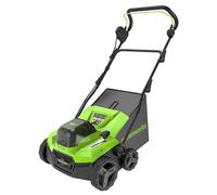 Greenworks Râteau Scarificateur Aérateur Gazon Sans Fil Moteur Sans Balai, 3100 tr/min, Largeur Travail 38 cm, 5 Profondeurs, Bac Ramassage 45L,SANS batterie 40V ni Chargeur, Garantie 3 Ans GD40SC38II