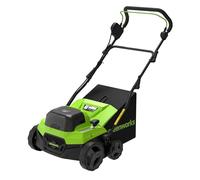 Greenworks Scarificateur & Aérateur de Pelouse 48V (24Vx2) Brushless 2-en-1, Largeur 38cm, Réglage Hauteur 5 Niveaux, Bac 45L, Poignée Pliable, Outil Jardin sans Fil, sans Batterie, GD2X24SC38II