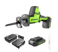Greenworks Scie sauteuse compacte à une main 24 V sans balais 1" (3000 SPM), scie sauteuse sans fil à vitesse variable, batterie 2,0 Ah et chargeur compact inclus, RSG404