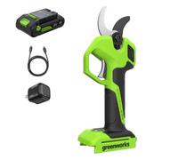 Greenworks Sécateur Électrique 24V avec Batterie 2,0Ah & Chargeur USB-C 30W, Moteur Brushless, Lames Acier, Ouverture 22/32 mm, Écran LED, Sécateur Batterie LP1202A1