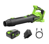 Greenworks Souffleur 24V Premium Brushless, Technologie QUIETFORCE, 14,58 m³/Min, 209 km/h, avec Batterie USB 4Ah et Chargeur USB-C 65W BL24515A2