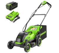 Greenworks - Tondeuse à gazon à batterie 40 V 14 pouces sans effacement - Batterie 4 Ah et chargeur