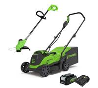 Greenworks 24V Tondeuse 33 cm + Coupe-bordure 25 cm ensemble avec 4Ah Battery