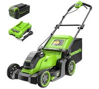 Greenworks - Tondeuse à gazon sans fil (40 V, 17 pouces, sans balais), batterie de 4,0 Ah et chargeur