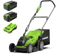 Greenworks Tondeuse à Gazon sans Fil pour Pelouses Jusqu'à 400m², Largeur de Coupe de 35cm G40LM35 & Batterie 40V 4Ah et Chargeur Universel Puissance 2A - GSK40B4 Plus Batterie 40V 5Ah - G40B5