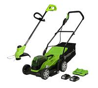 Greenworks Tools Tondeuse à gazon sans fil 2 x 24 V 36 cm et kit de 3 fentes, avec 2 batteries 2 Ah / chargeur double slot