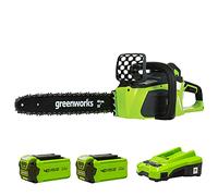 Greenworks Tronçonneuse sans fil (Li-Ion 40 V Longueur Guide-Chaîne 16 Pouces (40cm), Vitesse de Chaîne 11 m/s Moteur brushless 2 Batteries 40V 2Ah, Chargeur)-GD40CS40K2x