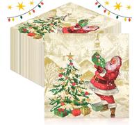 GreenYeah 100PCS Serviettes de Table de Noël, Serviettes de Noël, Noël Serviette Papier, Serviette de Table Papier avec un Motif de Noël, Serviettes D'Invité Décoratives de Noël 33 x 33CM