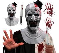 GreenYeah Terrifier Art the Clown Masque, Latex-Masques de Clown fête d'Halloween, Masques en Latex pour Adulte, Masque-Horreur Accessoire pour Carnaval Halloween Cosplay