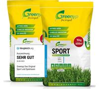 Greenyp® Sport I Gazon de sport et de jeu résistant I 30kg pour 1200m² I Gazon de sport Graines de gazon Graines de gazon Graines de gazon Post-ensemencement rapide