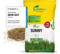 Greenyp® Sunny I Gazon sec résistant à la sécheresse I 15kg pour 600m² I Graines de gazon Graines de gazon Graines de gazon Post-ensemencement rapide