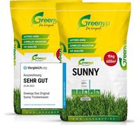 Greenyp® Sunny I Gazon sec résistant à la sécheresse I 30kg pour 1200m² I Graines de gazon Graines de gazon Graines de gazon Post-ensemencement rapide