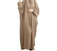 GreeSafety Robe de prière musulmane unie unie à capuche avec hijab, robe de prière pour le Ramadan, kaki, taille unique
