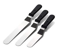 GreeSuit Lot de 3 Spatules coudées en acier inoxydable avec manche en polypropylène, ustensiles à pâtisserie pour glaçage, décoration de gâteaux 3 Stainless Steel Spatula