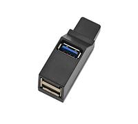 Greethga Adaptateur USB 3.0 Hub Extender Mini Splitter Box 3 Ports pour PC, ordinateur portable, téléphone portable, lecteur de disque U haute vitesse, noir