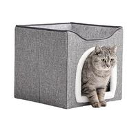Greethga Lit pour animaux domestiques pour animaux domestiques, lits et meubles pour cavernes pour animaux domestiques couverts avec anti-rayures et cabane rétractable