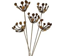 Greethga Patio de Jardin Insert en Fer Forgé en Métal Fleurs en Métal Rouillé Décoration de Jardin, Sculpture en Métal Ensemble de 5 Piquets de Jardin