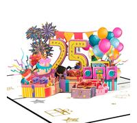 GREETING ART Cadeau d'anniversaire 25 ans, Cartes d'anniversaire 25 ans, Carte d'anniversaire pour le 25e anniversaire, Carte pop-up anniversaire 25 pour fille garçon amis