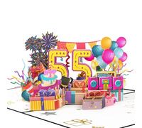 GREETING ART - Carte d'anniversaire pop-up 55 ans - Carte pop-up 3D Colorful pour homme et femme