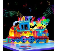 GREETING ART Carte d'anniversaire pop-up avec train - Avec musique et lumière - 3D musicale - Avec chanson Happy Birthday - Pour femmes, hommes et enfants