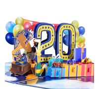 GREETING ART Carte d'anniversaire pop-up pour 20e anniversaire - Carte d'anniversaire pop-up 3D - Carte de vœux Happy Birthday - Pour femme, mère, fille, homme, amis
