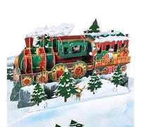 GREETING ART Carte de Noël Pop-up 3D avec Train, Carte de Noël Vintage