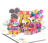 GREETING ART Carte pop-up 75ème anniversaire, cadeau d'anniversaire, carte d'anniversaire 75 ans, pour maman et papa