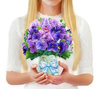 GREETING ART Carte pop-up Bouquet de violettes, carte d'anniversaire 3D, carte de mariage, carte de bon rétablissement, pour femmes, mères et épouses 25,4 cm