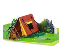 GREETING ART Carte pop-up de camping - Tente près du feu de camp - Carte d'anniversaire 3D, cadeau de camping pour femmes et hommes, tente et camping comme invitation et bon d'achat