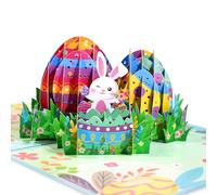 GREETING ART Carte pop-up de Pâques, avec œufs de Pâques et lapins de Pâques - Carte de Pâques 3D spéciale comme cadeau d'argent ou bon pour les enfants, carte de Pâques pop-up faite à la main avec
