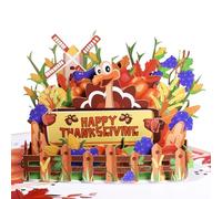 GREETING ART Carte pop-up de Thanksgiving en Turquie, carte pop-up Happy Thanksgiving, cartes de vœux d'automne, cartes de vœux de Thanksgiving, carte d'automne rétro, cartes de citrouille d'automne