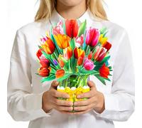 GREETING ART Carte pop-up en forme de tulipe pour femme, cartes de vœux pop-up faites à la main, carte d'anniversaire 3D, carte de fête des mères, anniversaire de mariage, carte de mariage