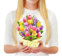 GREETING ART Carte pop-up fleurs - Carte d'anniversaire 3D avec tulipe pour femme, petite amie et mère, bon rétablissement, remerciement, anniversaire, mariage, fête des mères