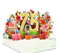 GREETING ART Cartes d'anniversaire 75 ans - Carte d'anniversaire 75 ans - Pour femme et homme - Carte pop-up 3D pour maman, épouse, amis