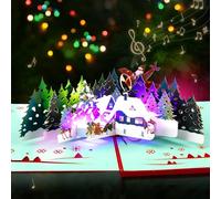 GREETING ART Cartes de Noël pop-up 3D avec son musical - Avec arbre de Noël et forêt - Pour femme, mari, fille