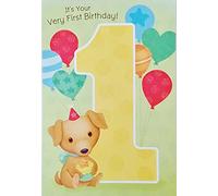 Greeting Card It's Your Very First 1st Birthday with Puppy Dog