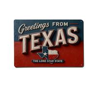 Greetings From Texas Lone Star State Plaque en métal vintage pour maison, bar, jardin, décoration murale intérieure et extérieure 20,3 x 30,5 cm