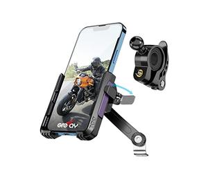 Grefay Support Téléphone Moto Support de Guidon pour Téléphone de Moto Rétroviseur【2 Méthodes de Connexion + Démontage Rapide 1S】 avec Rotation à 360 pour Smartphone de 4,0 à 7,0 Pouces