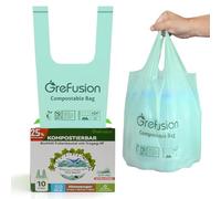 GreFusion Lot de 10l sacs compost poubelle bio compostables extra solides avec anse - Avec poignée de transport pratique - 50
