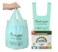 GreFusion Lot de 80 sacs poubelle bio extra résistants de 10 l avec anse - Avec poignée de transport - OK compost