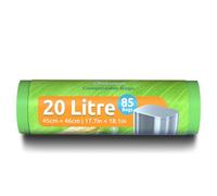 GreFusion Sacs poubelle compostables pour déchets alimentaires 20L - Lot de 85 sacs avec certificat EN13432