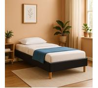 gregory - Solide et Confortable Sommier Tapissier noir Pieds en 20 cm pour matelas 70x190 en - 13 Lattes - Montage Rapide et Fa