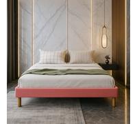 Gregory - Solide et Confortable Sommier Tapissier Rose + Pieds en 20 cm pour Matelas en 160x200-13 Lattes