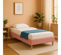 Gregory - Solide et Confortable Sommier Tapissier Rose + Pieds en 20 cm pour Matelas en 90x200-13 Lattes
