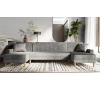 GrekPol Canapé d'angle avec fonction sommeil Lila U Poso gris clair universel