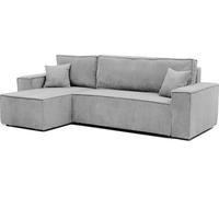 Canapé d'angle Réversible PARIS - 4 places - Canape Convertible avec Coffre - Tissu Velours Cotelé - Gris clair