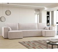GrekPol Canapé d'angle avec fonction sommeil Paris U Beige Universel Salon Canapé avec coffre de lit Chambre d'amis Meubles rembourrés modernes Poso 100